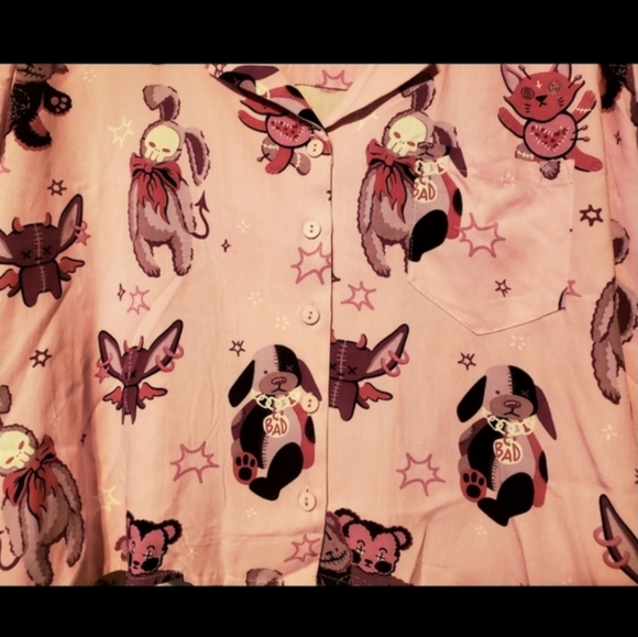 Dangerfield Stay Creepy Kawaii Gothic Blouse Hot Topic Killstar Dollskill - Picture 2 of 4